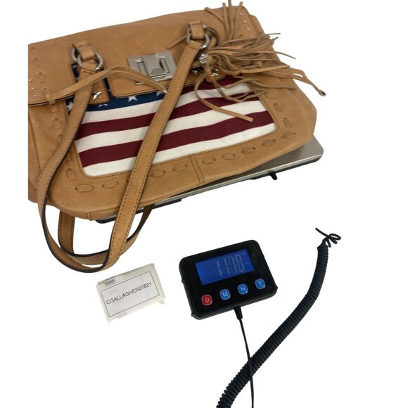 Aimee Kestenberg Womens Washington Tote Bag American Flag Brown Leather Tassel - Picture 9 of 9